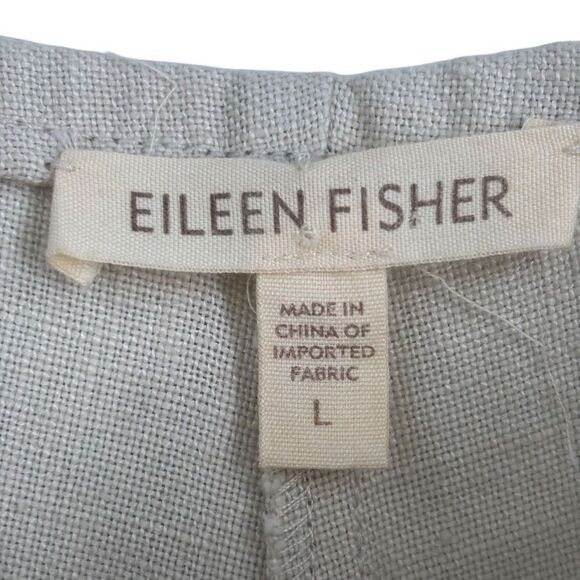 Eileen Fisher Linen Blend Wide Leg Cropped Pants Cream Size Large - Picture 2 of 8